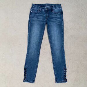Crown & Ivy Women's Skinny Lace Up Low Rise Jeans Sz2
